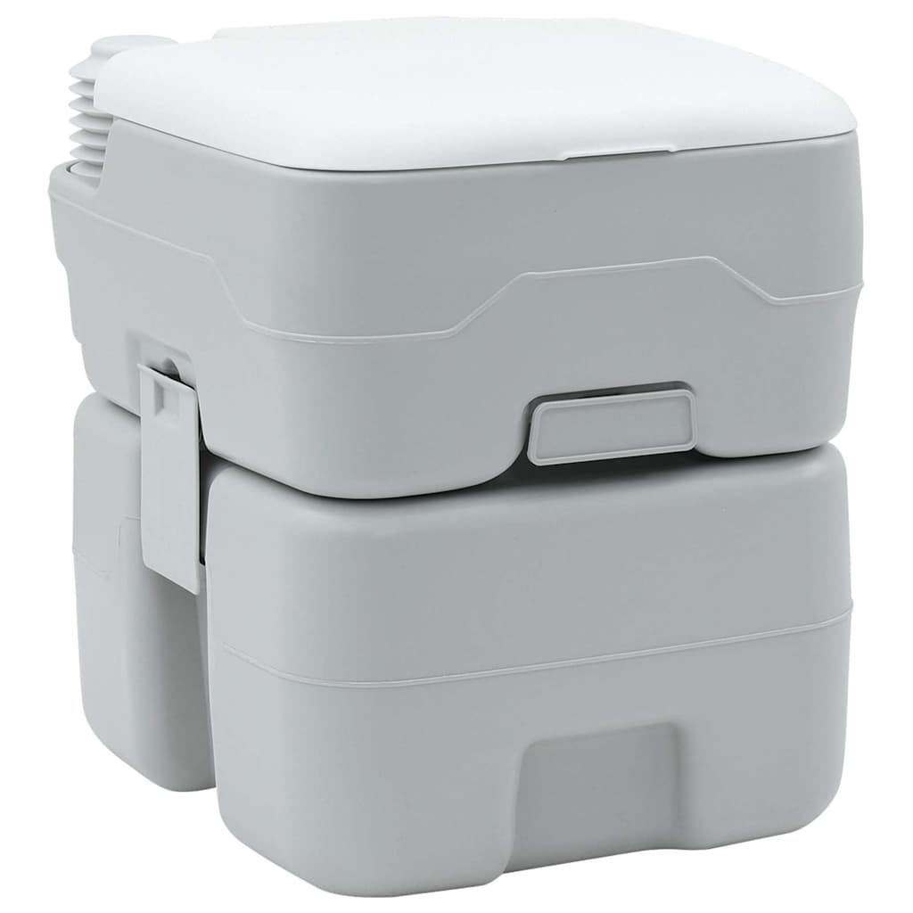 Tragbare Campingtoilette, Grau/Weiß