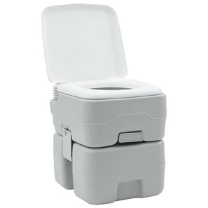 Tragbare Campingtoilette, Grau/Weiß
