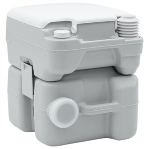 Tragbare Campingtoilette, Grau/Weiß