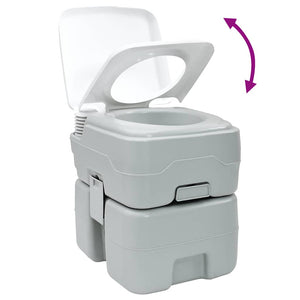 Tragbare Campingtoilette, Grau/Weiß