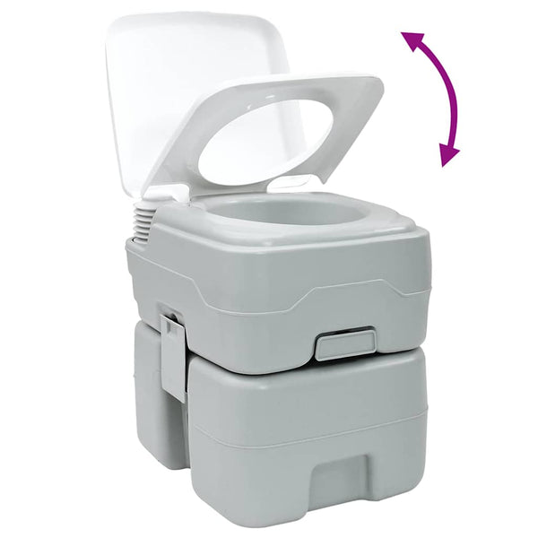 Tragbare Campingtoilette, Grau/Weiß