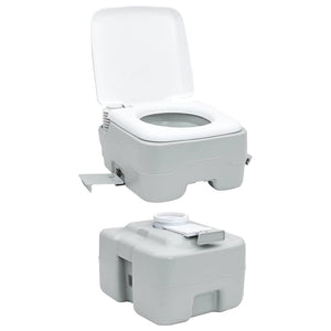 Tragbare Campingtoilette, Grau/Weiß