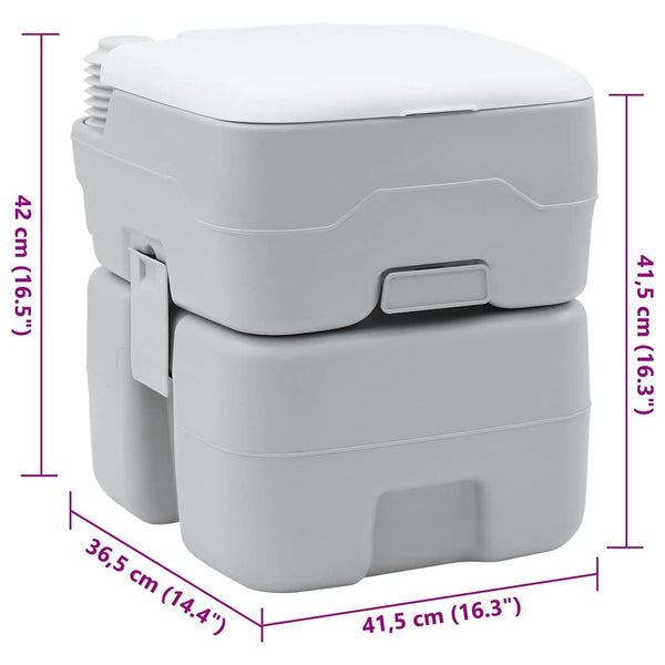 Tragbare Campingtoilette, Grau/Weiß