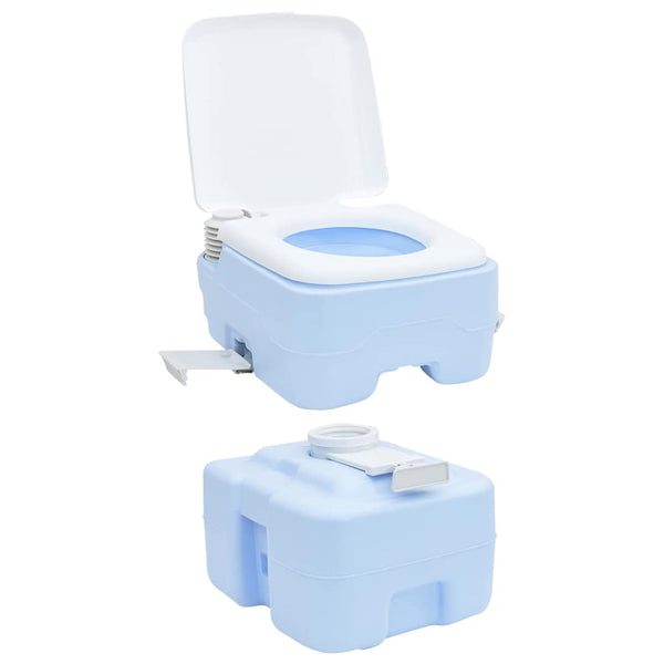 Tragbare Campingtoilette, Hellblau/Weiß