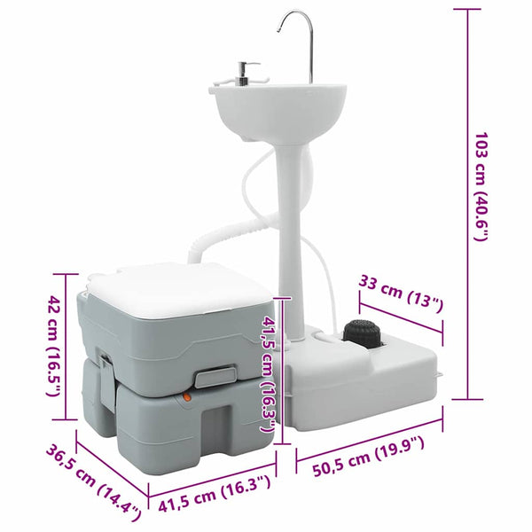 Camping WC Set, 2-teilig, Grau