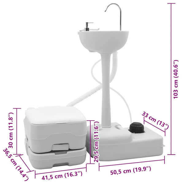 Camping WC-Set Grau/Weiß