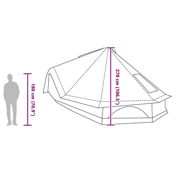 Tipi Zelt mit Dach Grün 680x430x270cm