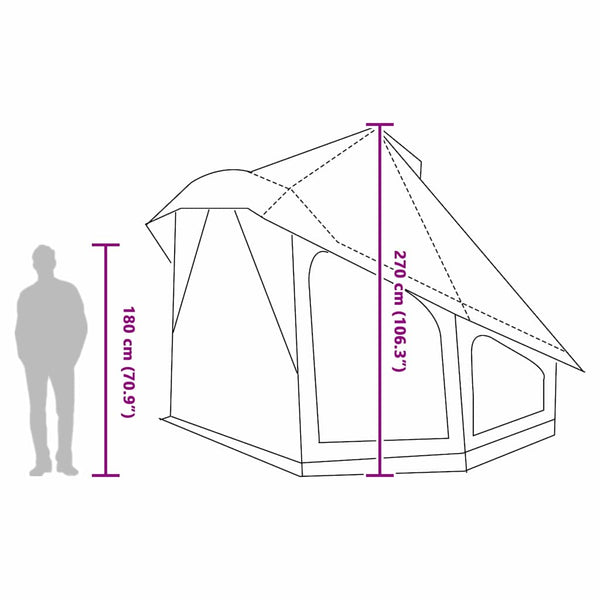 Tipi Zelt mit Dach, Grün, 404x370x270cm