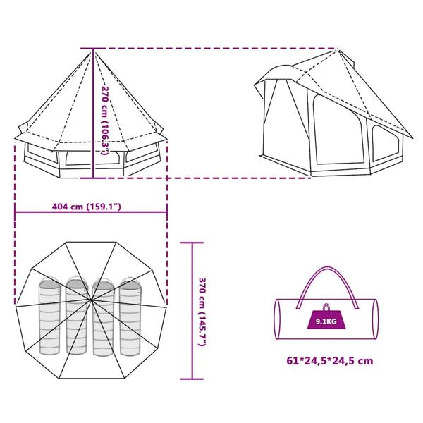 Blaues Tipi Zelt mit Dach