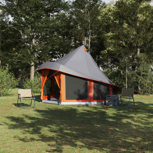 Tipi Zelt mit Dach, Grau & Orange