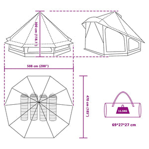 Tipi Zelt mit Dach Grün