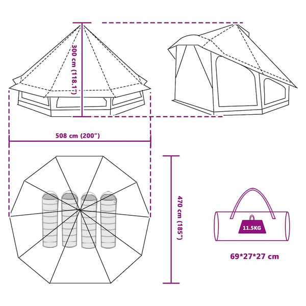 Tipi Zelt mit Dach Grün