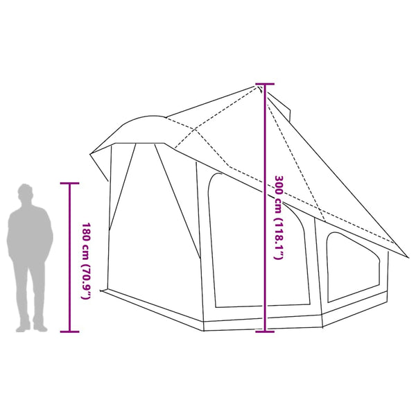 Tipi Zelt mit Dach Grau/Orange