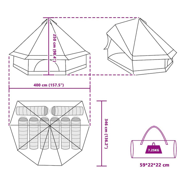 Tipi Zelt Grün mit Dach & Stauraum
