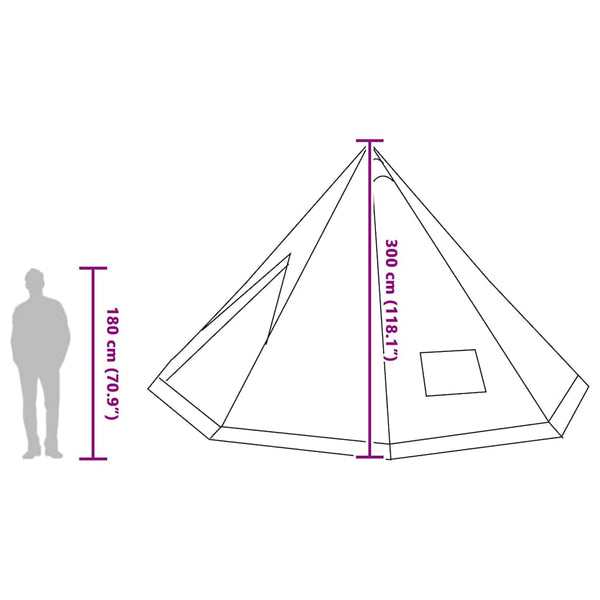 Tipi Zelt mit Dach, Grau & Orange