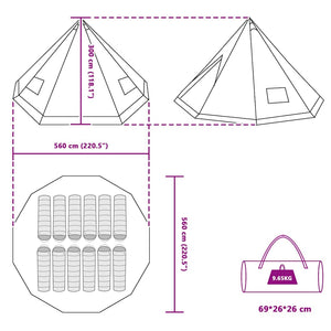 Tipi Zelt mit Dach, Grau & Orange