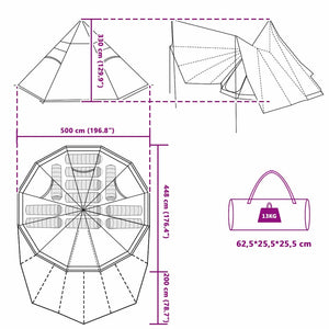 Blaues Tipi-Zelt mit Dach