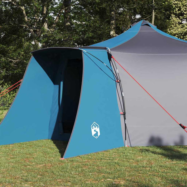 Blaues Tipi-Zelt mit Dach und Stauraum