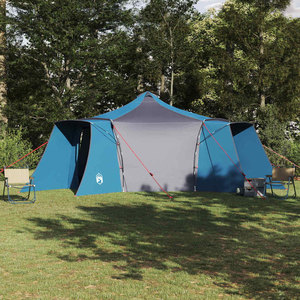 Blaues Tipi-Zelt mit Dach und Stauraum