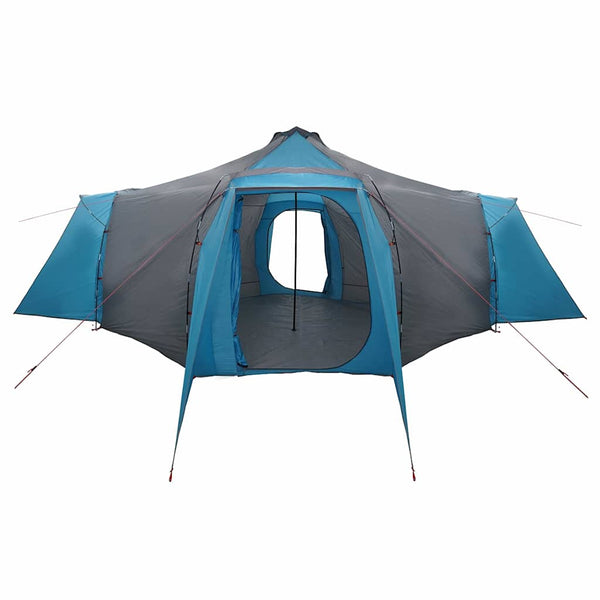 Blaues Tipi-Zelt mit Dach und Stauraum