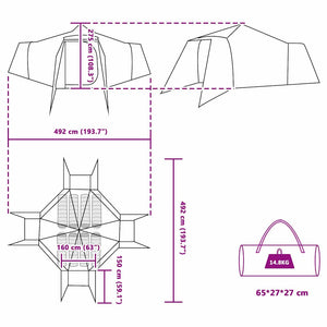 Tipi Zelt mit Dach, Grau/Orange