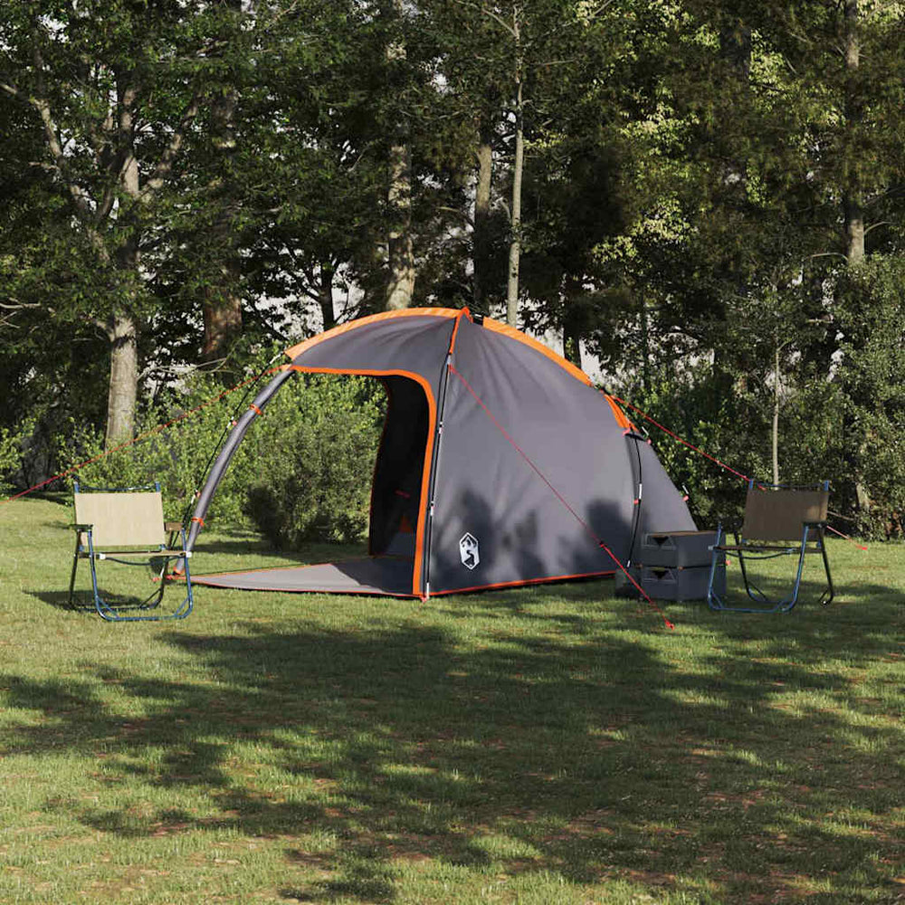 Camping Zelt mit Dach, Grau/Orange