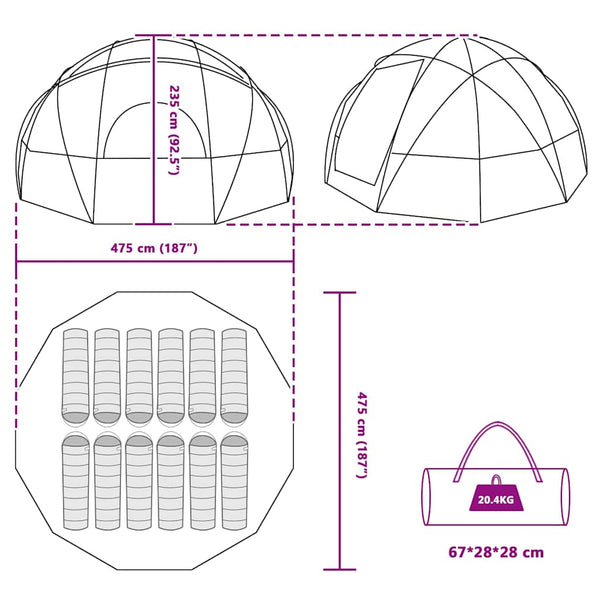 Kuppelzelt mit Dach Grau/Orange 475x475cm