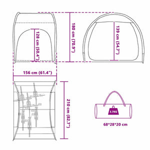 vidaXL Abri de vélo avec toit de rangement Vert 218 x 156 x 180 cm