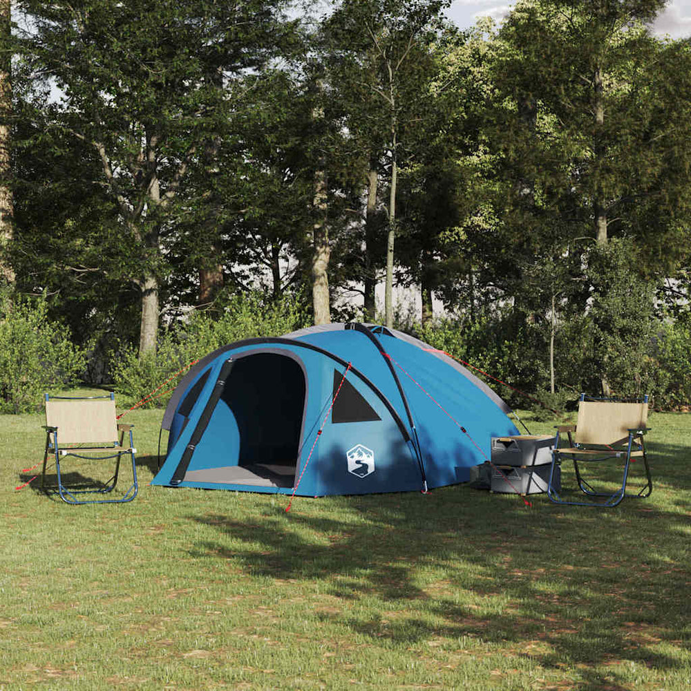 Blaues Campingzelt mit Dach