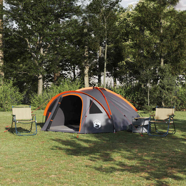 Campingzelt Grau/Orange 308x268x130cm