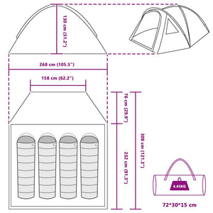Campingzelt Grau/Orange 308x268x130cm