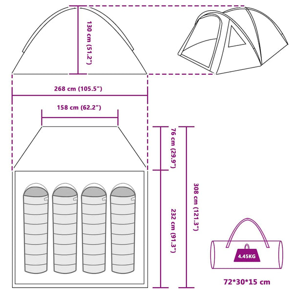 Campingzelt Grau/Orange 308x268x130cm