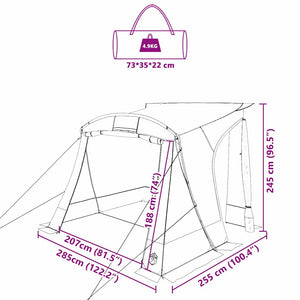 Heckklappenzelt Grau/Orange 285x255x245cm