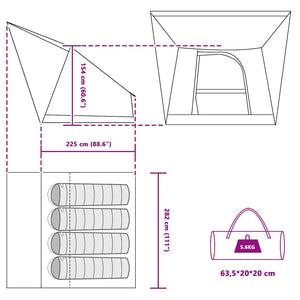 Campingzelt mit Dach und Stauraum, Grün