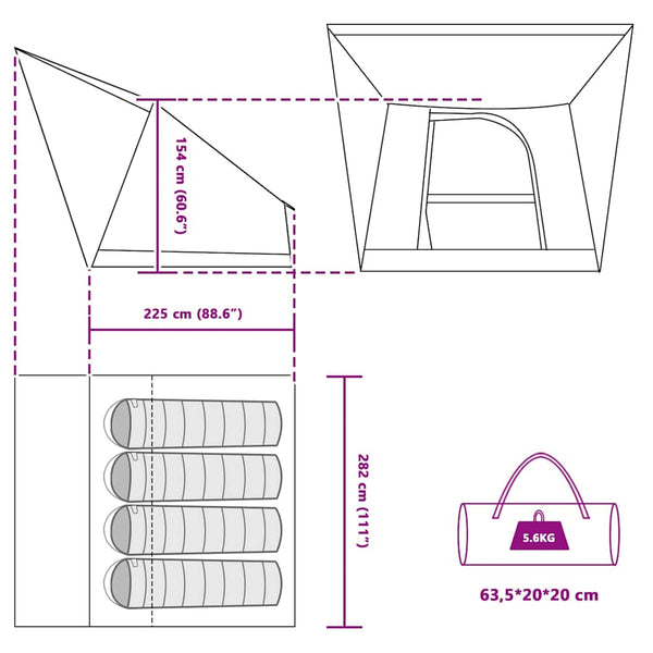 Campingzelt mit Dach und Stauraum, Grün