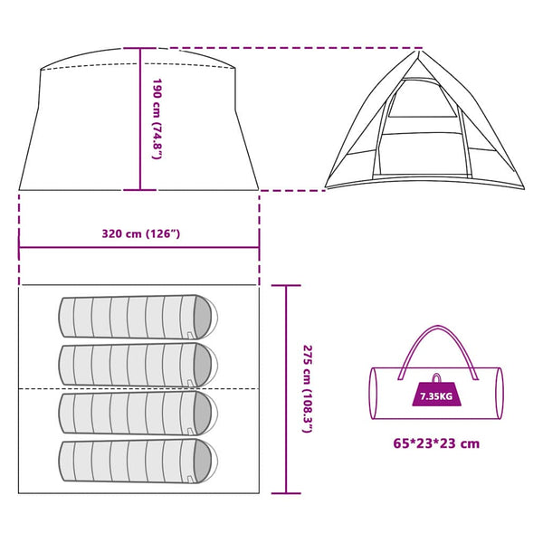 Campingzelt mit Dach und Stauraum Grün