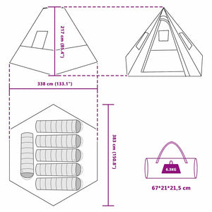 Tipi Zelt Grün mit Dach
