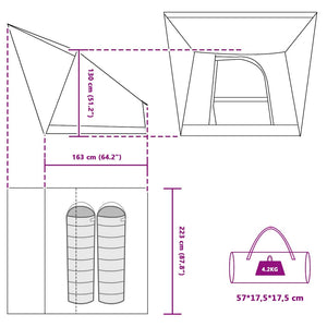 Campingzelt Grün mit Dach 223x163x130cm