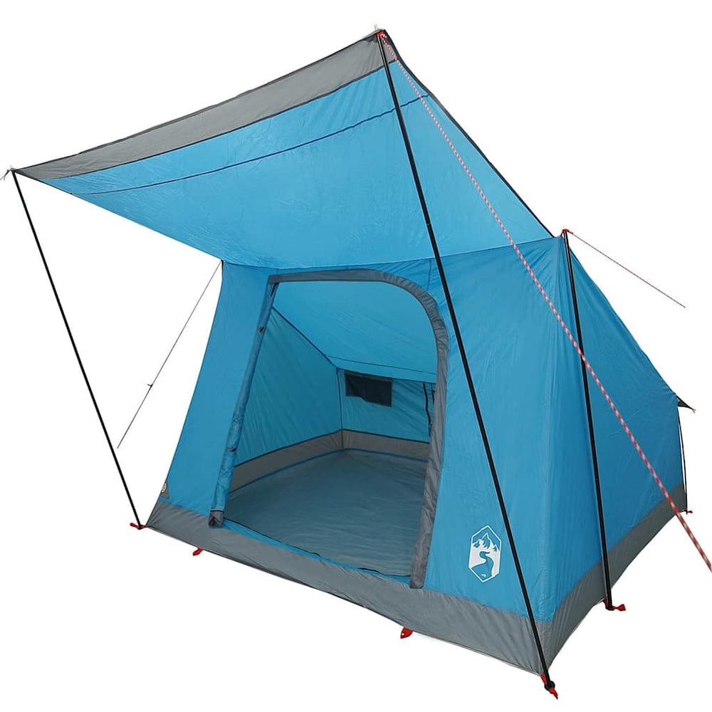 Blaues Campingzelt mit Vordach
