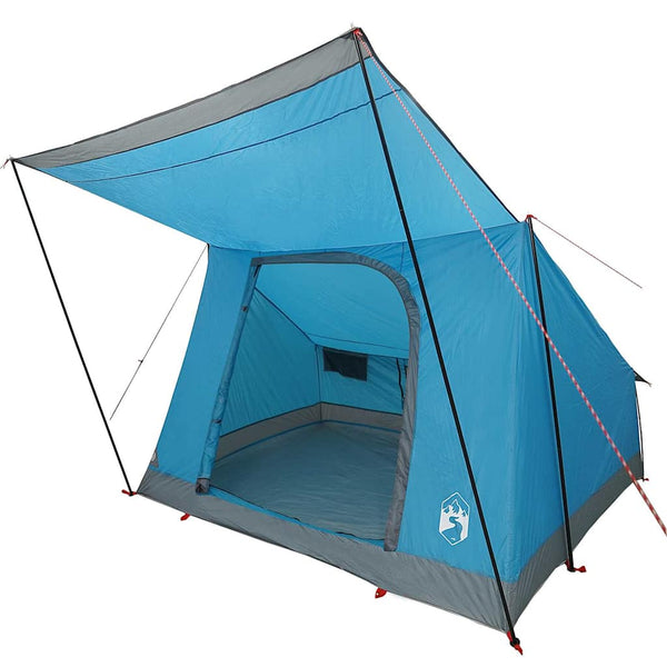 Blaues Campingzelt mit Vordach