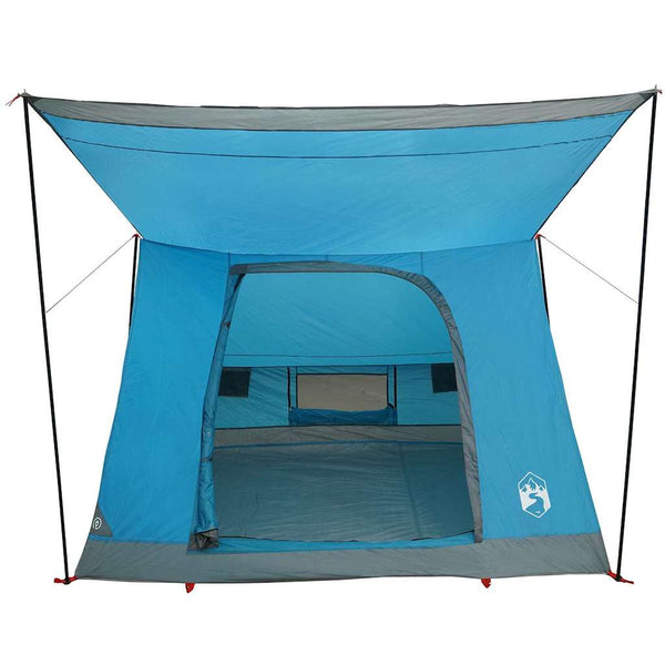Blaues Campingzelt mit Vordach