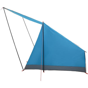 Blaues Campingzelt mit Vordach