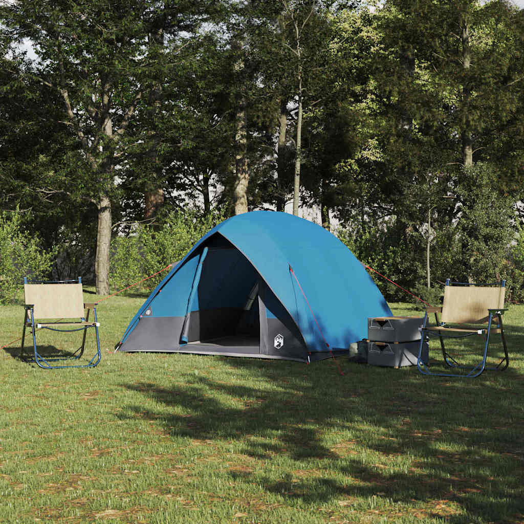 Blaues Campingzelt mit Dach