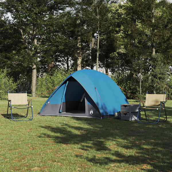 Blaues Campingzelt mit Dach