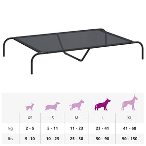 vidaXL Lit pour chien surélevé noir 130x80x20 cm textile et acier