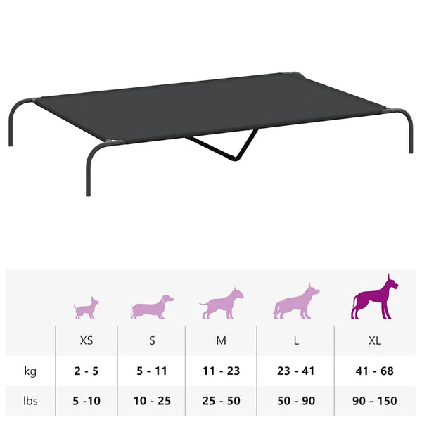 Erhöhtes Hundebett Schwarz 150x90 cm