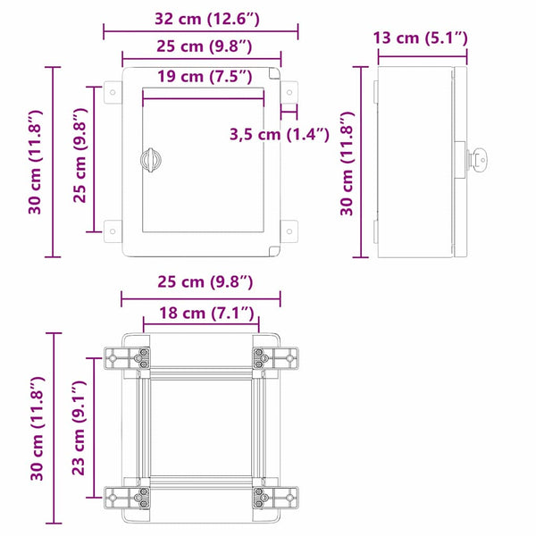 Grauer Steuerungsschrank ABS Kunststoff 32x13x30cm