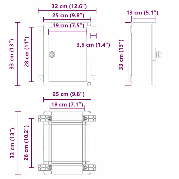 Grauer Steuerungsschrank ABS Kunststoff 32x13x33cm