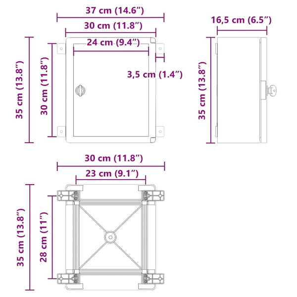 Grauer ABS Steuerungsschrank 37x16,5x35cm