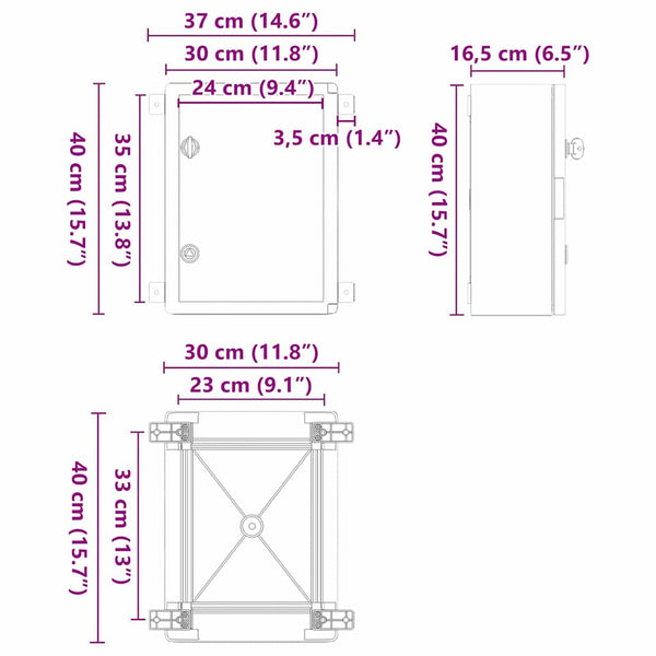Steuerungsschrank Grau ABS 37x16,5x40cm